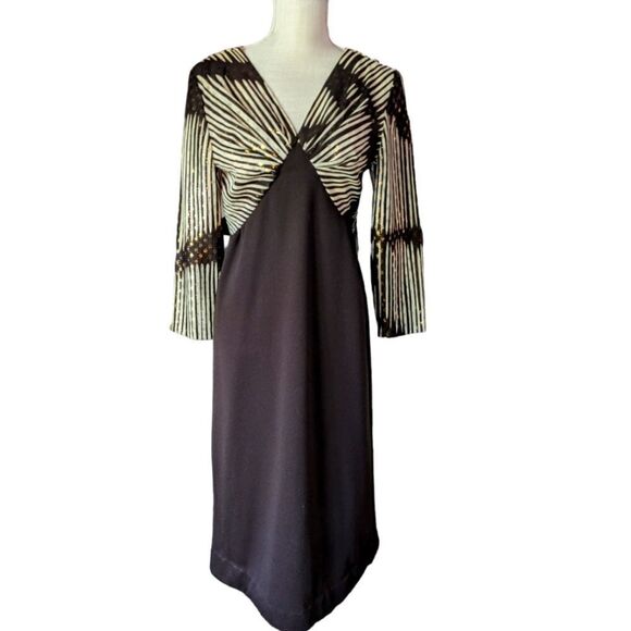 Vintage brown and gold dress - Picture 1 of 11